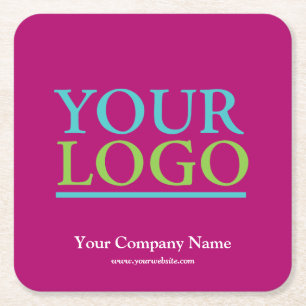 Posavasos Cuadrado De Papel Su logotipo, nombre y promoción del sitio web, en