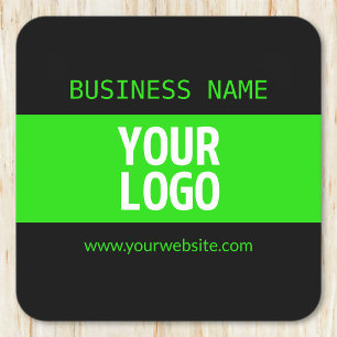 Posavasos Cuadrado De Papel Su logotipo o imagen Negro y verde brillante