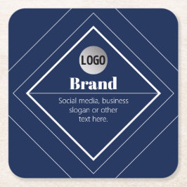 Posavasos Cuadrado De Papel Su logotipo y diseño moderno personalizable | Azul