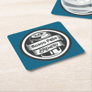 Posavasos Cuadrado De Papel Su nombre aquí Logo Brewery Tema