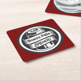 Posavasos Cuadrado De Papel Su nombre aquí Logo Brewery Tema