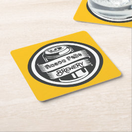 Posavasos Cuadrado De Papel Su nombre aquí Logo Brewery Tema