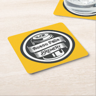 Posavasos Cuadrado De Papel Su nombre aquí Logo Brewery Tema