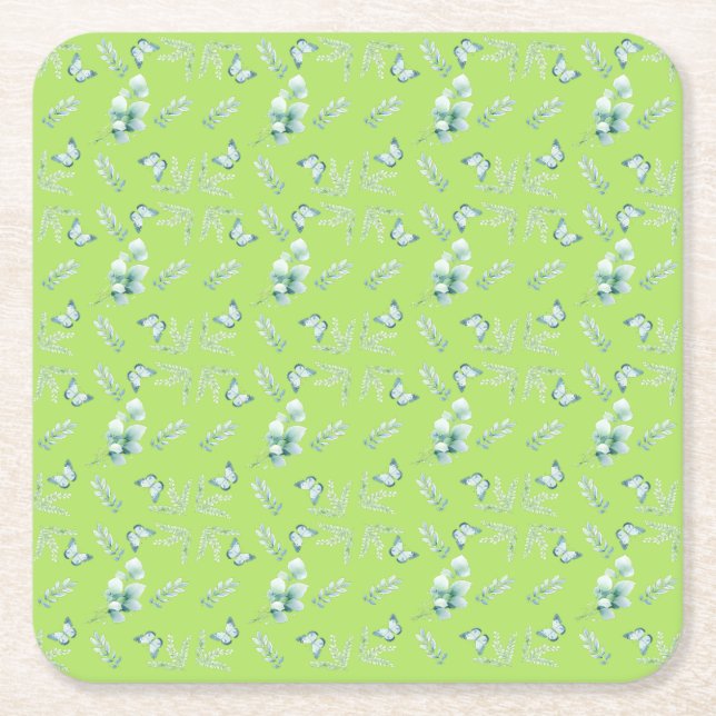 Posavasos Cuadrado De Papel suave botánico  (Anverso)