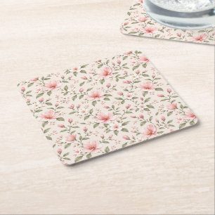 Posavasos Cuadrado De Papel Suave Flor de Cerezo Rosa Patrón Floral Sin Costur