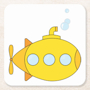 Posavasos Cuadrado De Papel Submarino amarillo