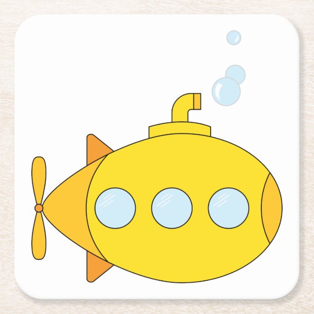 Posavasos Cuadrado De Papel Submarino amarillo (Anverso)