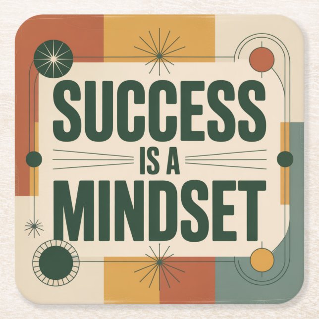 Posavasos Cuadrado De Papel Success Is A Mindset (Anverso)
