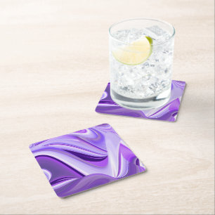 Posavasos Cuadrado De Papel Sueños de Arcoíris de Flor Morada
