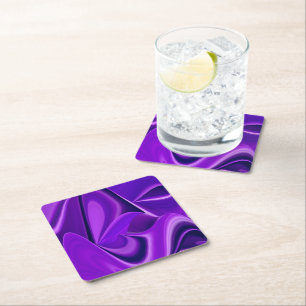 Posavasos Cuadrado De Papel Sueños de Arcoíris de Flor Morada