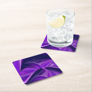 Posavasos Cuadrado De Papel Sueños de Arcoíris de Flor Morada