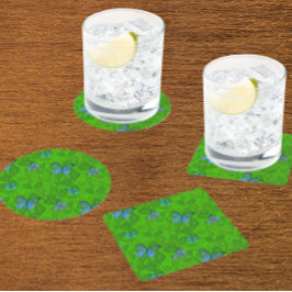 Posavasos Cuadrado De Papel Sueños de selva tropical Vides tropicales Mariposa