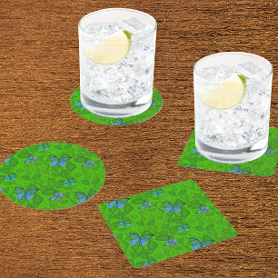 Posavasos Cuadrado De Papel Sueños de selva tropical Vides tropicales Mariposa