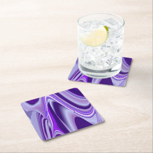 Posavasos Cuadrado De Papel Sueños del arcoiris de flores moradas
