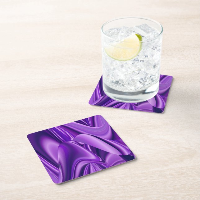 Posavasos Cuadrado De Papel Sueños del arcoiris de flores moradas (In situ)