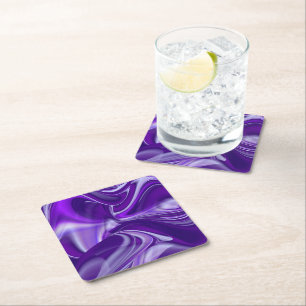 Posavasos Cuadrado De Papel Sueños del arcoiris de flores moradas