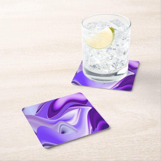 Posavasos Cuadrado De Papel Sueños del arcoiris de flores moradas (In situ)