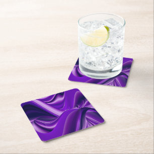Posavasos Cuadrado De Papel Sueños del arcoiris de flores moradas