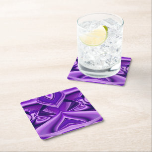 Posavasos Cuadrado De Papel Sueños del arcoiris de flores moradas