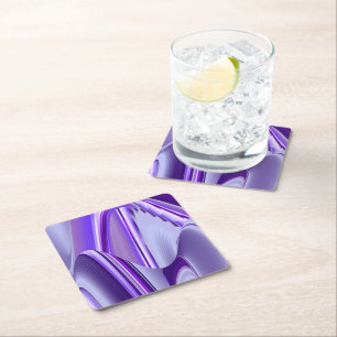 Posavasos Cuadrado De Papel Sueños del arcoiris de flores moradas