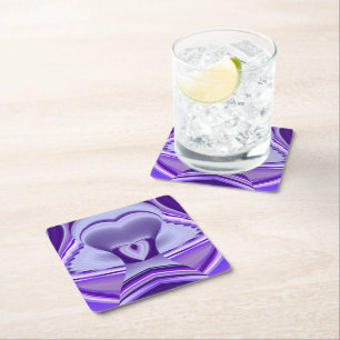 Posavasos Cuadrado De Papel Sueños del arcoiris de flores moradas