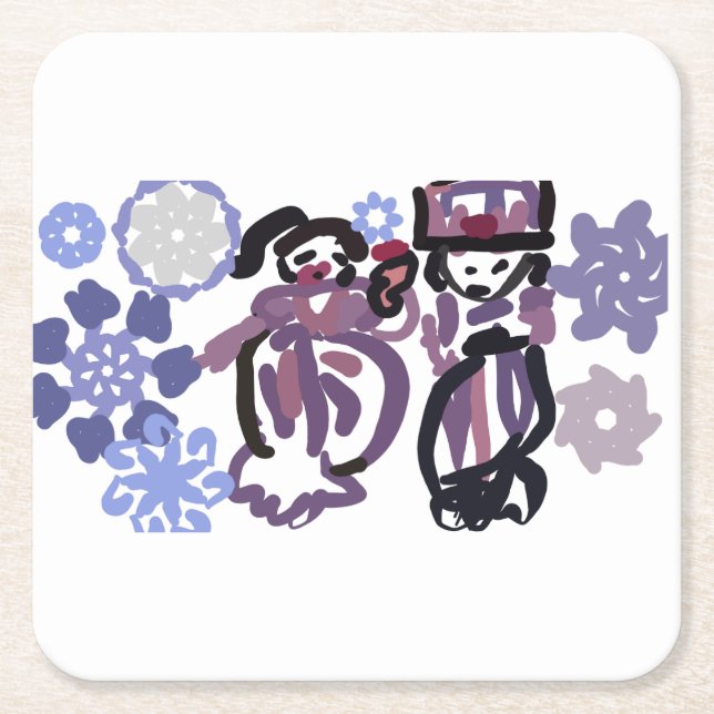 Posavasos Cuadrado De Papel Sugar plum dance  (Anverso)