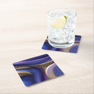 Posavasos Cuadrado De Papel Suministros de mesa modernos: azul morado y oro
