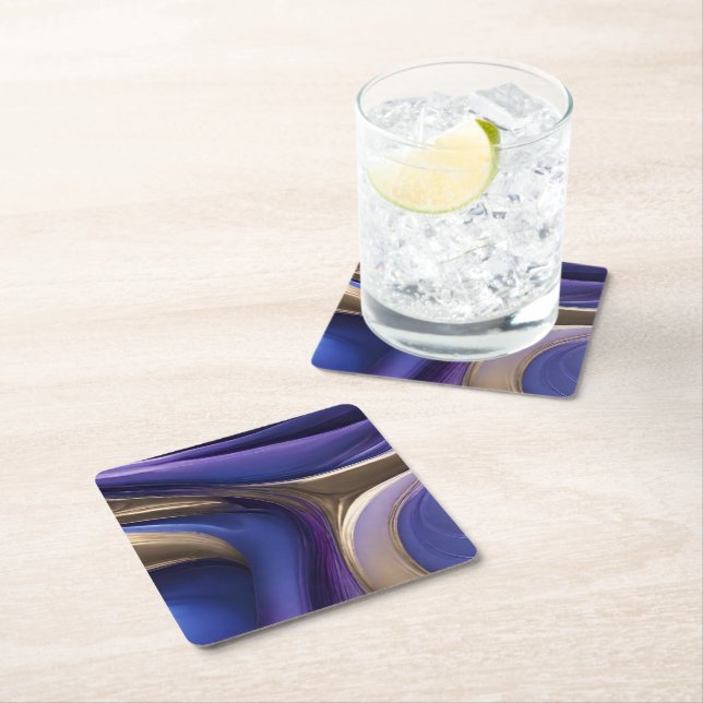 Posavasos Cuadrado De Papel Suministros de mesa modernos: azul morado y oro (In situ)