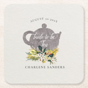 Posavasos Cuadrado De Papel Summer Daisies Floral Floral Bridal Tea