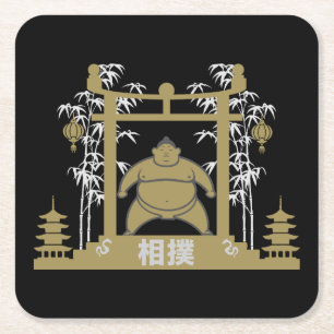 Posavasos Cuadrado De Papel Sumo Wrestler
