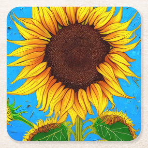 Posavasos Cuadrado De Papel Sunflower