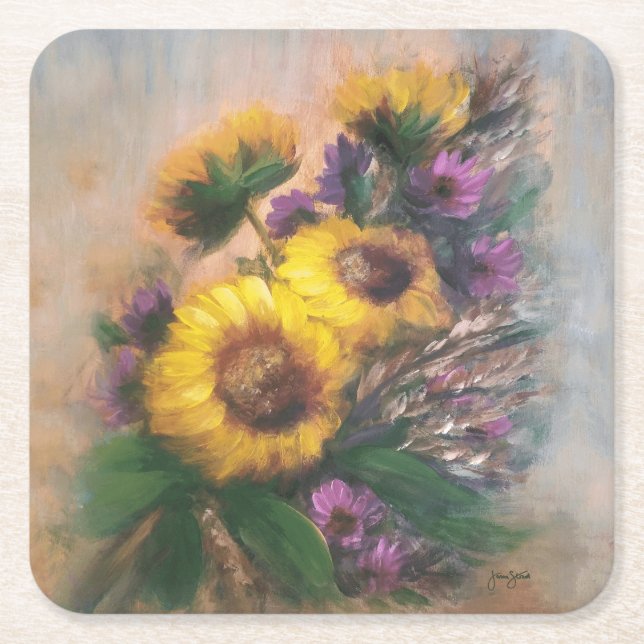Posavasos Cuadrado De Papel Sunflower Breeze by Jason Street (Anverso)