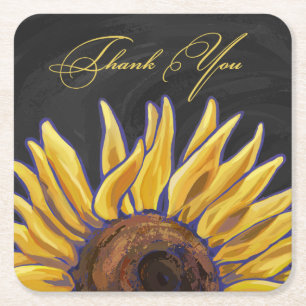 Posavasos Cuadrado De Papel Sunflower Gracias