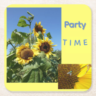 Posavasos Cuadrado De Papel Sunflowers Cust. Text Paper Coaster