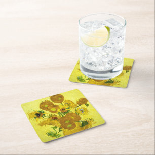 Posavasos Cuadrado De Papel Sunflowers Vincent van Gogh