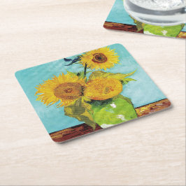 Posavasos Cuadrado De Papel Sunflowers Vincent van Gogh