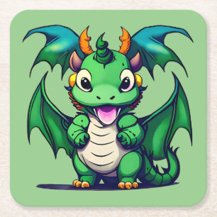 Posavasos Cuadrado De Papel Sunny El Dragón Amigable