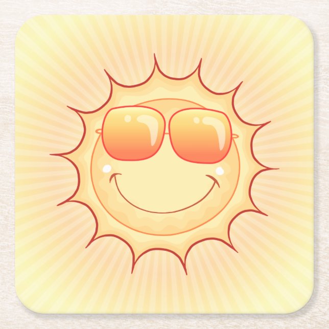 Posavasos Cuadrado De Papel Sunny Personalizado (Anverso)