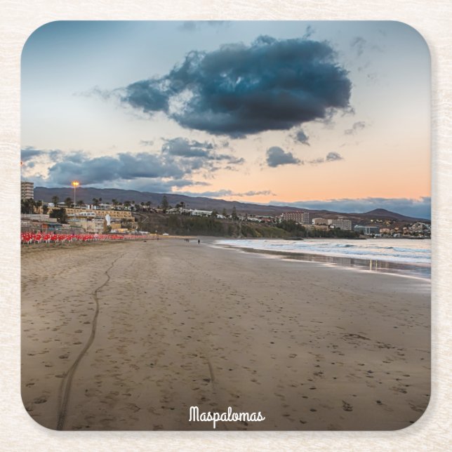 Posavasos Cuadrado De Papel Sunset de Maspalomas (Anverso)