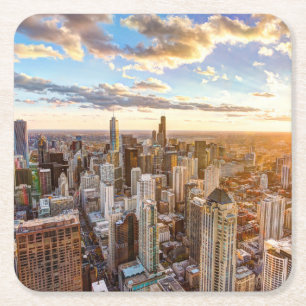 Posavasos Cuadrado De Papel Sunset en Chicago