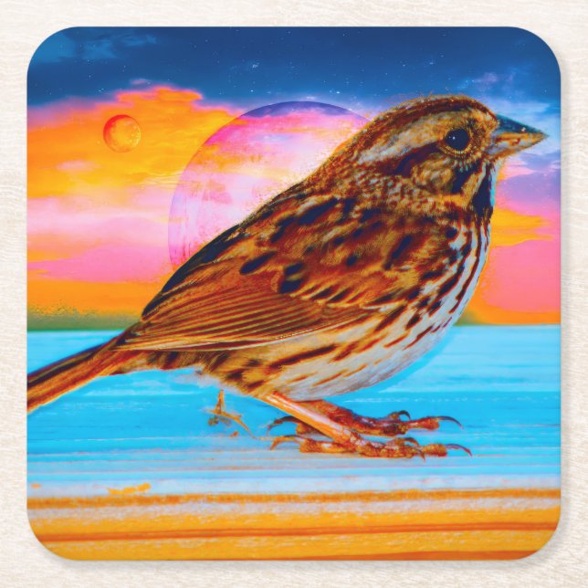 Posavasos Cuadrado De Papel Sunset Melody (Anverso)