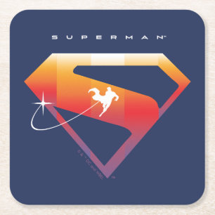 Posavasos Cuadrado De Papel Sunset Soar Superman Shield