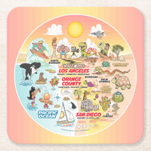 Posavasos Cuadrado De Papel Sunset SoCal