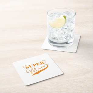 Posavasos Cuadrado De Papel Super Mamá
