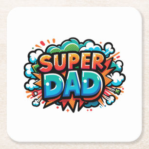 Posavasos Cuadrado De Papel Super Papá