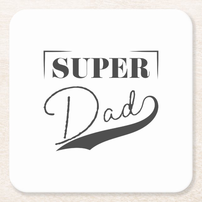 Posavasos Cuadrado De Papel Super Papá (Anverso)
