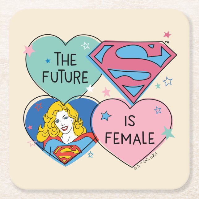 Posavasos Cuadrado De Papel Supergirl "El futuro es mujer" (Anverso)