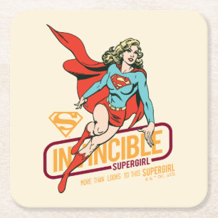 Posavasos Cuadrado De Papel Supergirl invencible retro gráfico