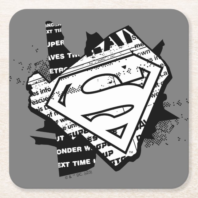 Posavasos Cuadrado De Papel Supergirl Newsprint S-Shield (Anverso)
