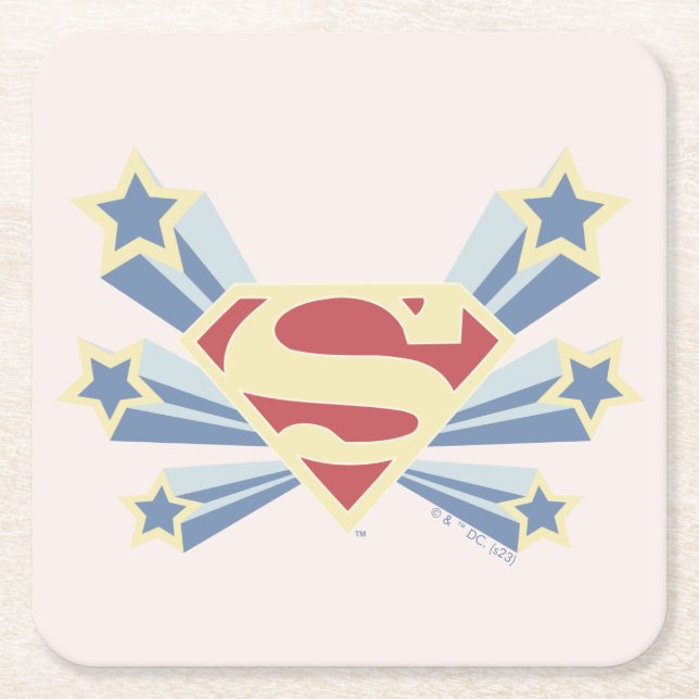 Posavasos Cuadrado De Papel Supergirl Stars S-Shield (Anverso)